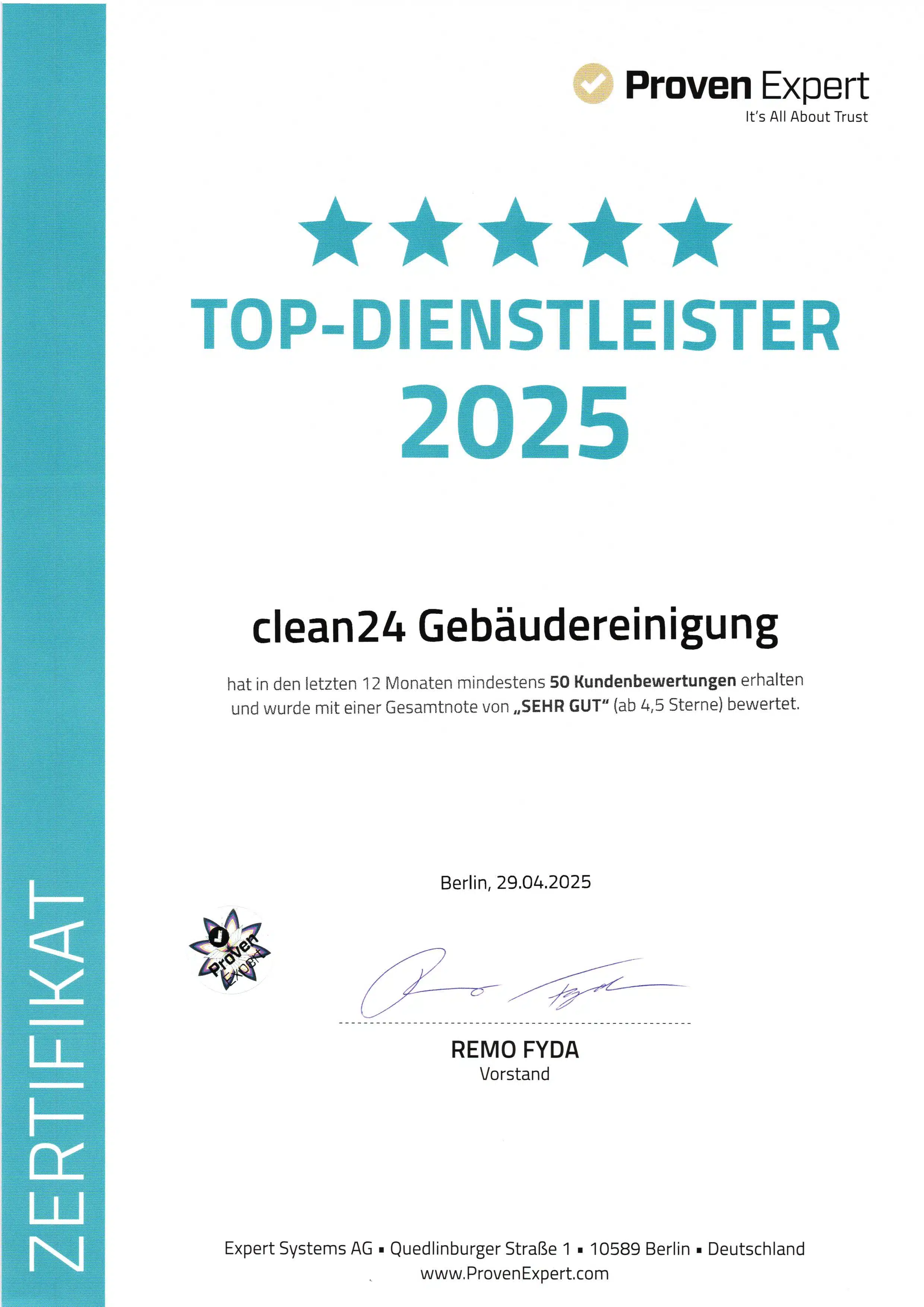 ProvenExpert Top-Dienstleister 2025